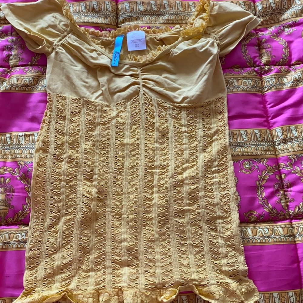 Marciano yellow top - cute see through on the bottom half